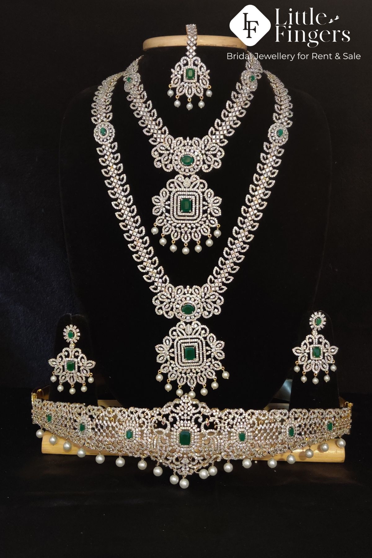 Reception American Diamond Stone Jewellery For Rent - Little Fingers India